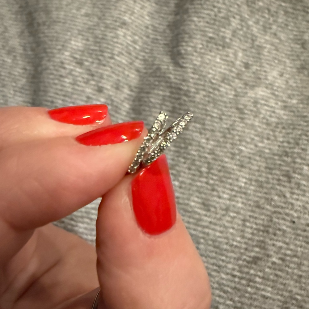 Half pave huggies in White Gold